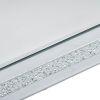 ON-TREND Fashionable Modern Glass Mirrored Coffee Table; Easy Assembly Cocktail Table with Crystal Design and Adjustable Height Legs; Silver