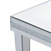 ON-TREND Fashionable Modern Glass Mirrored Side Table; Easy Assembly End Table with Crystal Design and Adjustable Height Legs; Silver