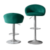Zen Zone Modern Adjustable Counter Height Bar Stools/Dining Chairs With Back and Footrest; Emerald Flannelette; Set of 2