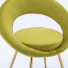 Olive Green Velvet Modern accent/Conversation Lounge Chair With Gold Plated Legs; unique appearance; Suitable For Office; Lounge; Living Room