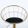 Black velvet bar chair; pure gold plated; unique design; 360 degree rotation; adjustable height; Suitable for dinning room and bar; set of 2