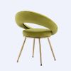 Olive Green Velvet Modern accent/Conversation Lounge Chair With Gold Plated Legs; unique appearance; Suitable For Office; Lounge; Living Room