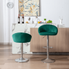 Zen Zone Modern Adjustable Counter Height Bar Stools/Dining Chairs With Back and Footrest; Emerald Flannelette; Set of 2