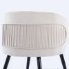 Off-White Velvet lounge chair; black metal feet; unique back design; suitable for office; living room; bedroom