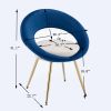 Navy Blue+Off-White Velvet Modern accent/Conversation Lounge Chair With Gold Plated Legs; unique appearance; Suitable For Office; Lounge; Living Room