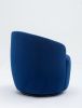 Velvet Fabric Swivel Accent Armchair Barrel Chair With Black Powder Coating Metal Ring; Blue