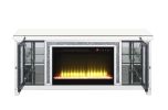 ACME Noralie TV STAND W/FIREPLACE & LED Mirrored & Faux Diamonds LV00315