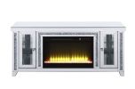 ACME Noralie TV STAND W/FIREPLACE & LED Mirrored & Faux Diamonds LV00315