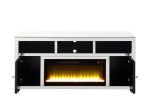 ACME Noralie TV STAND W/FIREPLACE Mirrored & Faux Diamonds LV00519