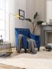 Velvet Accent Chair; Modern and Cozy Sofa Chair with Wood Legs; Tufted Accent Armchair for Living Room/Bedroom/Office/Guest Room; SAPPHIREBLUE