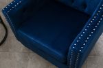 Velvet Accent Chair; Modern and Cozy Sofa Chair with Wood Legs; Tufted Accent Armchair for Living Room/Bedroom/Office/Guest Room; SAPPHIREBLUE