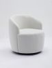 Velvet Fabric Swivel Accent Armchair Barrel Chair With Black Powder Coating Metal Ring; White