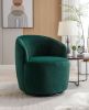Velvet Fabric Swivel Accent Armchair Barrel Chair With Black Powder Coating Metal Ring; Green