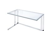 Tyrese Writing Desk; Clear Glass & Chrome Finish AL
