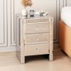23.62" Tall 3- Drawer Mirrored Accent Chest; Modern Mirrored Nightstand with Drawers; 3-Drawer End Table for Living Room