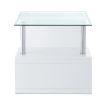 Nevaeh End Table; Clear Glass &amp; White High Gloss Finish 82362