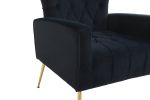 Modern Accent Chair with Ottoman; Comfy Armchair for Living Room; Bedroom; Apartment; Office (Black)