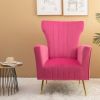 Velvet Accent Chair; Wingback Arm Chair with Gold Legs; Upholstered Single Sofa for Living Room Bedroom