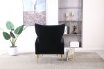 Modern Accent Chair with Ottoman; Comfy Armchair for Living Room; Bedroom; Apartment; Office (Black)