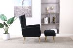 Modern Accent Chair with Ottoman; Comfy Armchair for Living Room; Bedroom; Apartment; Office (Black)