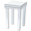 ON-TREND Fashionable Modern Glass Mirrored Side Table; Easy Assembly End Table with Crystal Design and Adjustable Height Legs; Silver