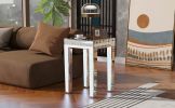 ON-TREND Fashionable Modern Glass Mirrored Side Table; Easy Assembly End Table with Crystal Design and Adjustable Height Legs; Silver