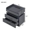 Nightstand with 2 Drawers; USB Charging Ports; Wireless Charging and Remote Control LED Light-Dark Gray