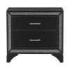 Glamourous Peal Black Metallic Finish 1pc Nightstand of 2x Drawers Faux Crystal Handles Modern Bedroom Wooden Furniture