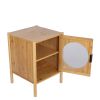 1 Door nightstand; Bamboo Mid Century Modern Nightstand; Bedside Table Accent End Table Side Table for Bedroom; Living Room; Natural