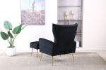 Modern Accent Chair with Ottoman; Comfy Armchair for Living Room; Bedroom; Apartment; Office (Black)