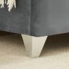 B109 Soft mattress with copper nail headboard; Queen bed; strong wooden slats + metal support feet; Gray Flannelette