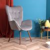 Modern Wingback Accent Armchair Living Room Tufted Velvet Upholstery; DARK GREY
