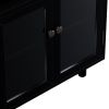 Nightstand with Storage Shelves and Cabinets for Living Room/Bedroom; Glass Door; USB Design; Black