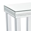 ON-TREND Fashionable Modern Glass Mirrored Side Table; Easy Assembly End Table with Crystal Design and Adjustable Height Legs; Silver