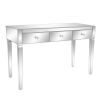 FCH MDF Mirror Surface Full Glass Three-Pump Computer Desk Silver
