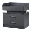 Nightstand with 2 Drawers; USB Charging Ports; Wireless Charging and Remote Control LED Light-Dark Gray
