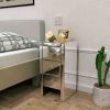 3-Drawer Mirrored Nightstand, Modern End Table for Bedroom, Living Room, Silver