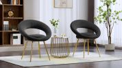Black Velvet Modern accent/Conversation Lounge Chair With Gold Plated Legs; unique appearance; Suitable For Office; Lounge; Living Room; set of 2