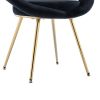 Black Velvet Modern accent/Conversation Lounge Chair With Gold Plated Legs; unique appearance; Suitable For Office; Lounge; Living Room; set of 2