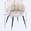 Off-White Velvet lounge chair; black metal feet; unique back design; suitable for office; living room; bedroom