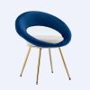 Navy Blue+Off-White Velvet Modern accent/Conversation Lounge Chair With Gold Plated Legs; unique appearance; Suitable For Office; Lounge; Living Room