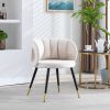 Off-White Velvet lounge chair; black metal feet; unique back design; suitable for office; living room; bedroom