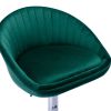 Zen Zone Modern Adjustable Counter Height Bar Stools/Dining Chairs With Back and Footrest; Emerald Flannelette; Set of 2