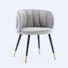 Grey velvet lounge chair; black metal feet; unique back design; suitable for office; living room; bedroom