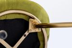 Olive Green Velvet Modern accent/Conversation Lounge Chair With Gold Plated Legs; unique appearance; Suitable For Office; Lounge; Living Room