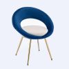 Navy Blue+Off-White Velvet Modern accent/Conversation Lounge Chair With Gold Plated Legs; unique appearance; Suitable For Office; Lounge; Living Room