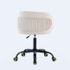 Zen Zone Velvet Leisure office chair; suitable for study and office; can adjust the height; can rotate 360 degrees; with pulley; Off-White