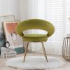 Olive Green Velvet Modern accent/Conversation Lounge Chair With Gold Plated Legs; unique appearance; Suitable For Office; Lounge; Living Room