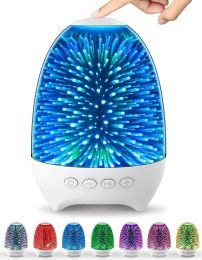 Night Light Bluetooth Speaker 3D Glass Bedside Table Lamp Color LED Night Lamp Touch Control Rechargeable Portable (Color: Galaxy Star Pattern)