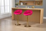 COOLMORE Swivel Bar Stools Set of 2 Adjustable Counter Height Chairs with Footrest for Kitchen; Dining Room 2PC/SET